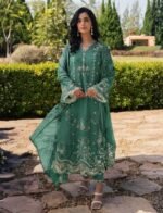 Emerald Bloom Embroidered Lawn Suit - Image 3