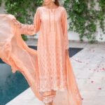 Peach Chikankari Blossom