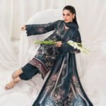 Midnight Teal Printed Lawn Suit