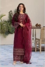 Burgundy Jacquard Party Suit - Image 3