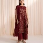 Burgundy Jacquard Party Suit