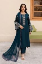 Midnight Teal Printed Lawn Suit - Image 3