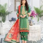 Scarlet Bloom Festive Lawn Suit