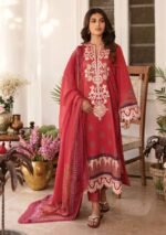 Deep Red Heavy Embroidered Lawn - Image 2