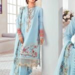 Powder Blue Floral Embroidered Suit