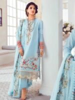 Powder Blue Floral Embroidered Suit
