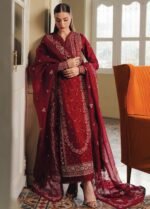 Deep Red Heavy Embroidered Lawn - Image 3